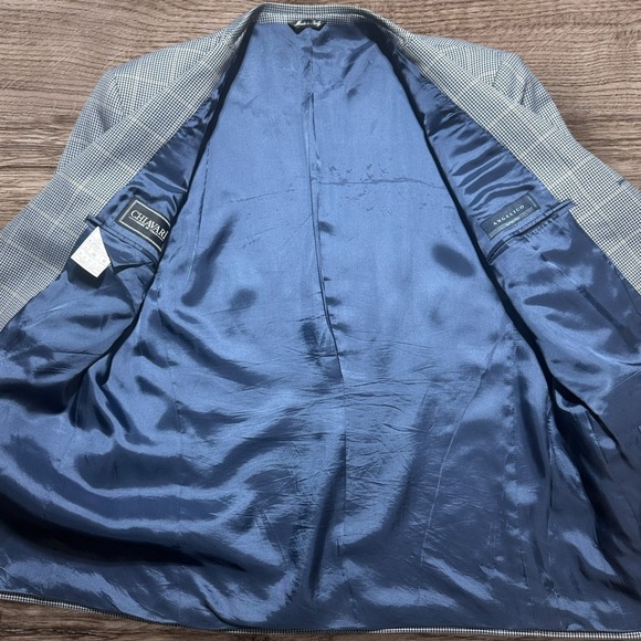 Italian Blazer Mens 46R Gray 3 Roll 2 Houndstooth Windowpane Wool Ivy Prep - Picture 3 of 9